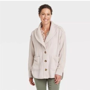 Knox Rose Cream Button Front Jacket size Large